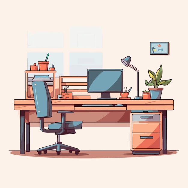 Desk vector on white background