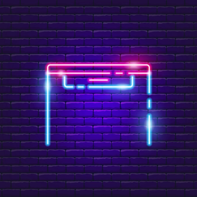 Vector desk with curbstone neon sign vector illustration for the design of advertising catalog banner signboard furniture concept