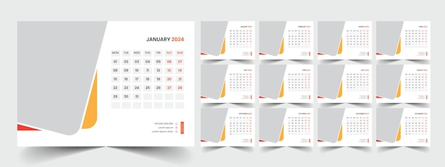 Deskkalender 2024 sjabloonontwerp kantoorkalender 2024