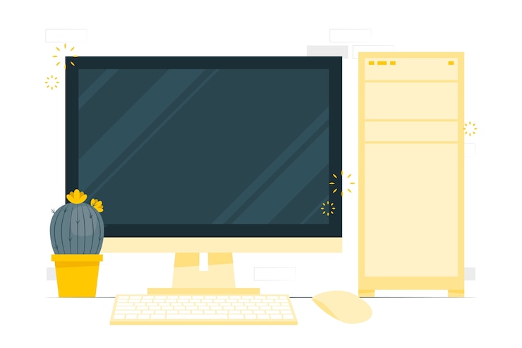 Vector desktop computer concept illustration