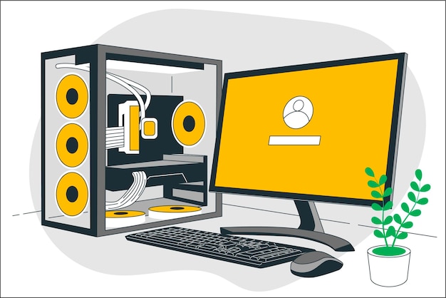 desktop computer modern desktop compute concept illustration