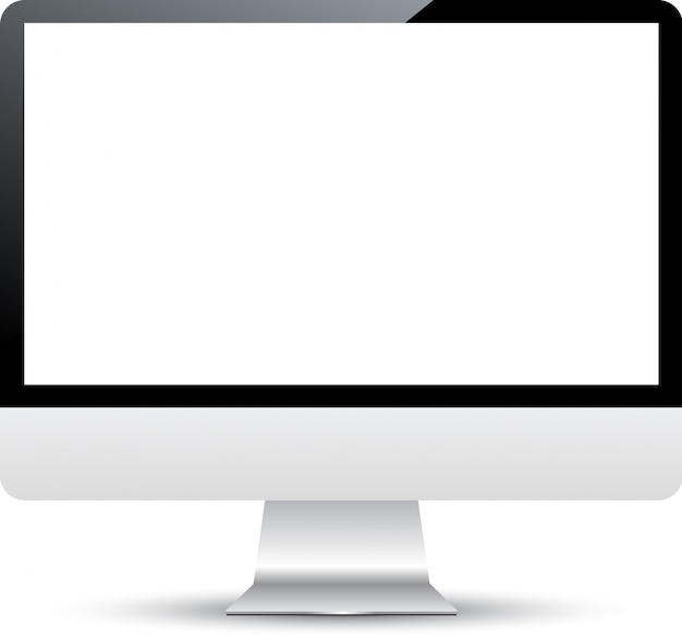 Vector desktop computer with blank screen for web presentation