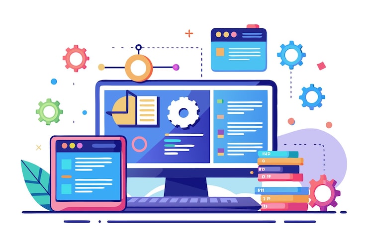 Vector desktop computer with data analytics web browsing and programming elements