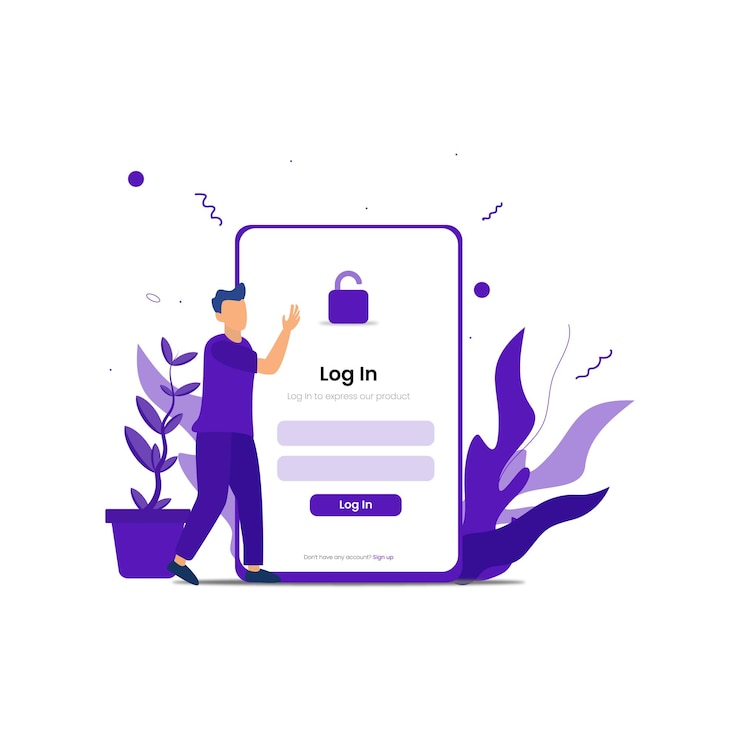 Vector desktop and mobile illustration for login page data analysis