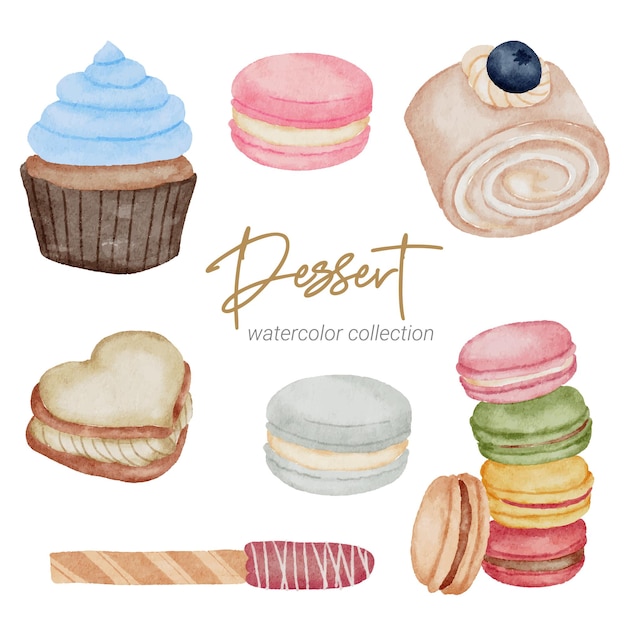 Dessert aquarel handverf collectie