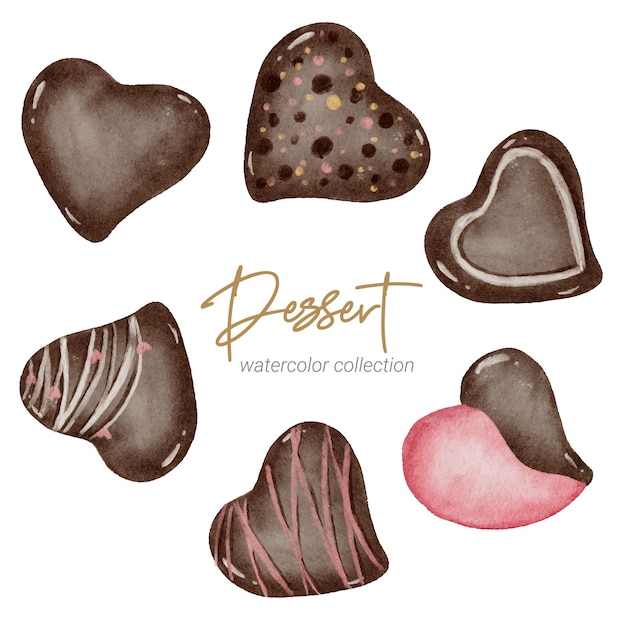 Dessert aquarel handverf collectie