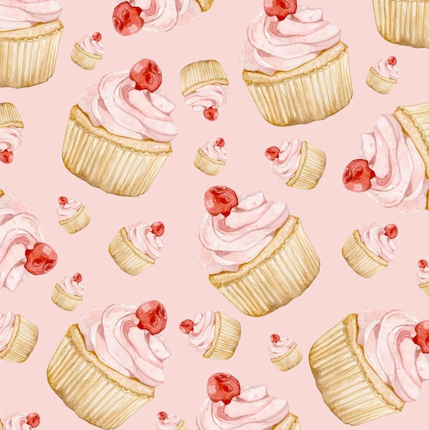 Dessert background painted in watercolor