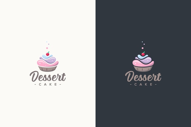 Illustrazione piatta del logo della torta da dessert