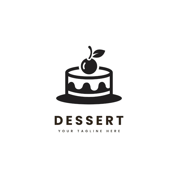 デザートケーキのロゴはミニマリストのスタイルでデザートケーキやスナックのロゴに適しています