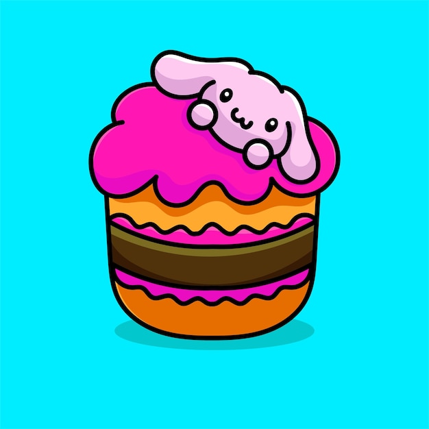 Dessert Cartoon Mascot Vector Design Flat Cute Smile Expression Ice Cream Cake Candy