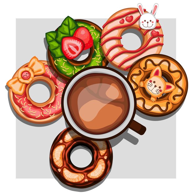 Vector dessert and coffee cup