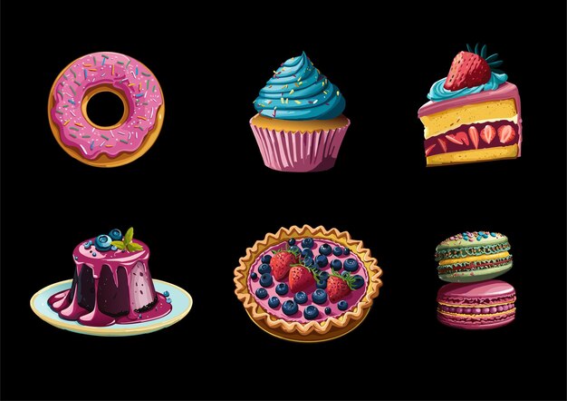 Dessert collection vector