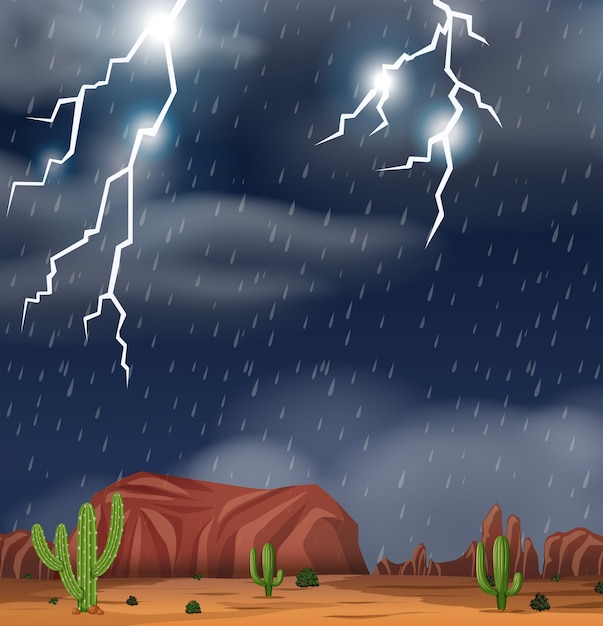 Вектор Десерт во время сцены иллюстрации шторм