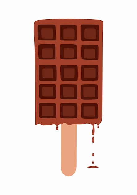 Dessert eten vector illustratie zelfgemaakte maïs hond op een stokje met donkere chocolade laten vallen