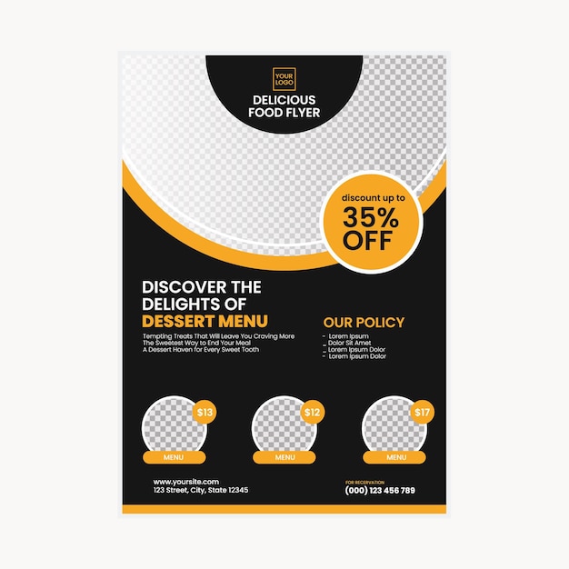 Vector dessert food flyer template