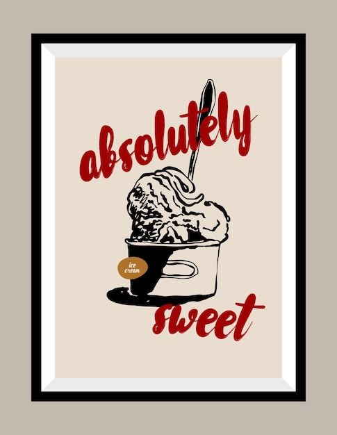 Dessert hand drawn vector illustration in a poster frame