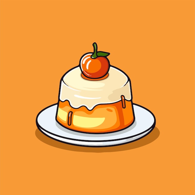 Vector a dessert icon on an orange background cartoon