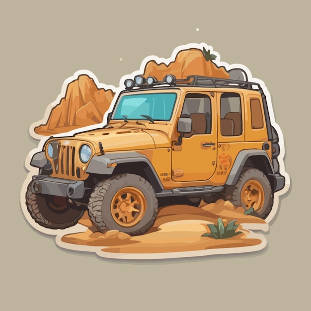 Vector dessert jeep cartoon vector