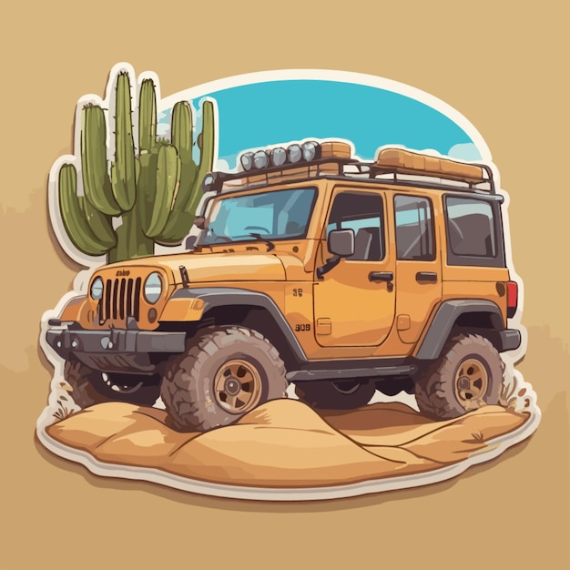 Dessert jeep cartoon vector