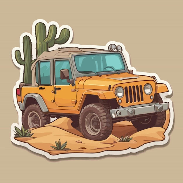 Vector dessert jeep cartoon vector