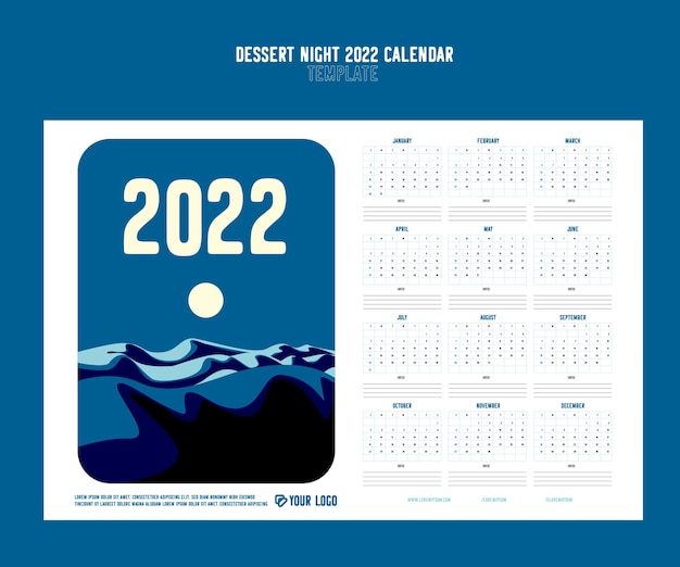 Vector dessert night 2022 calendar