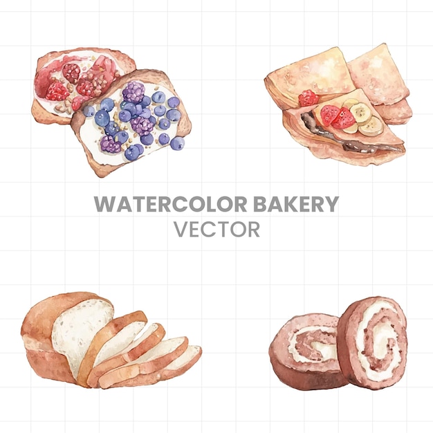 Vector dessert painted in watercolor on a white background