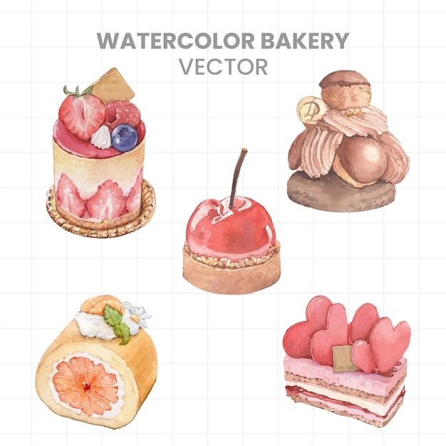 Vector dessert painted in watercolor on a white background