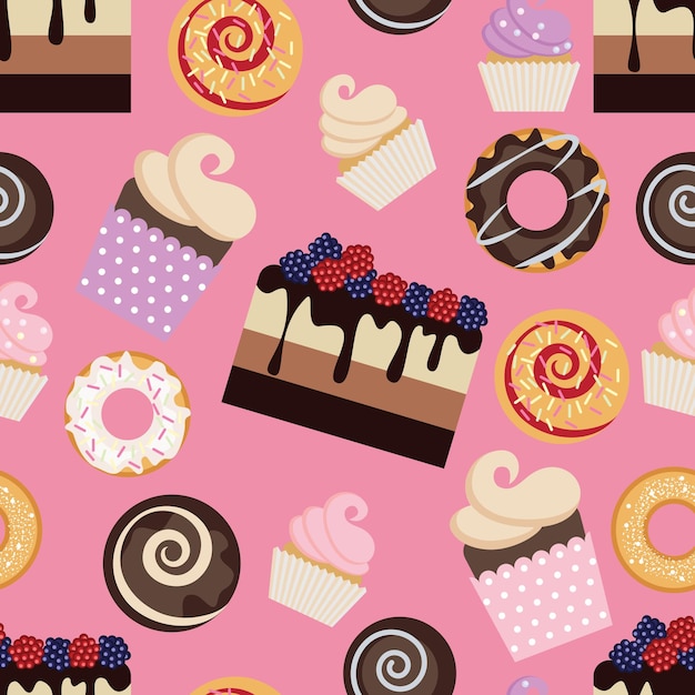 Vector dessert seamless pattern