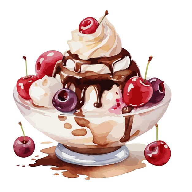 Dessert sweet clip art element cute bingsu watercolor background