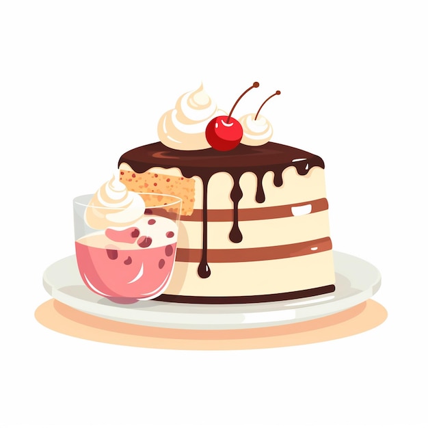 dessert sweet food illustration vector cake cartoon pastry sticker bakery cute design ch