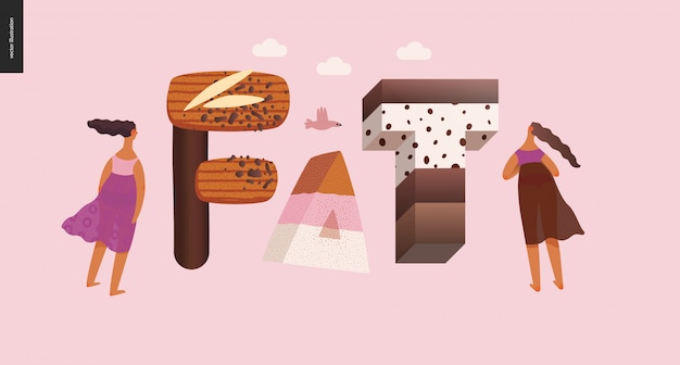 dessert temptation font with the word "fat"