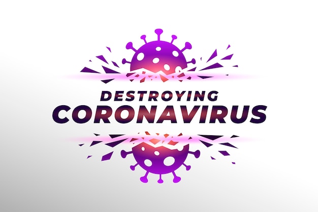 Vettore distruggere lo sfondo del coronavirus