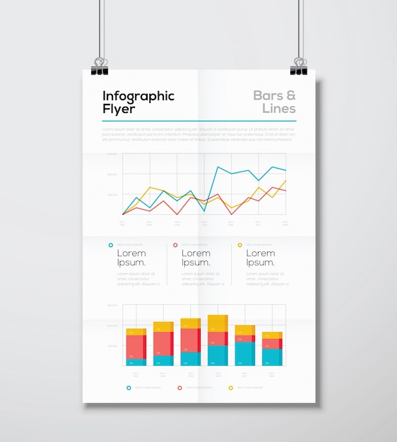 Dettaglio flyer aziendale infografica con linea e grafico a barre vettore