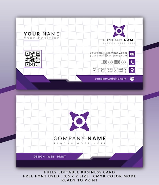 Detail purple business card template design