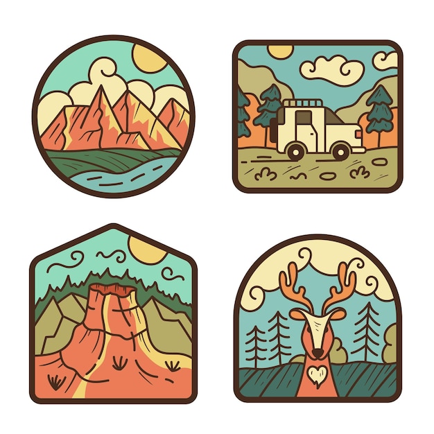 Vector detailed adventure badges collection