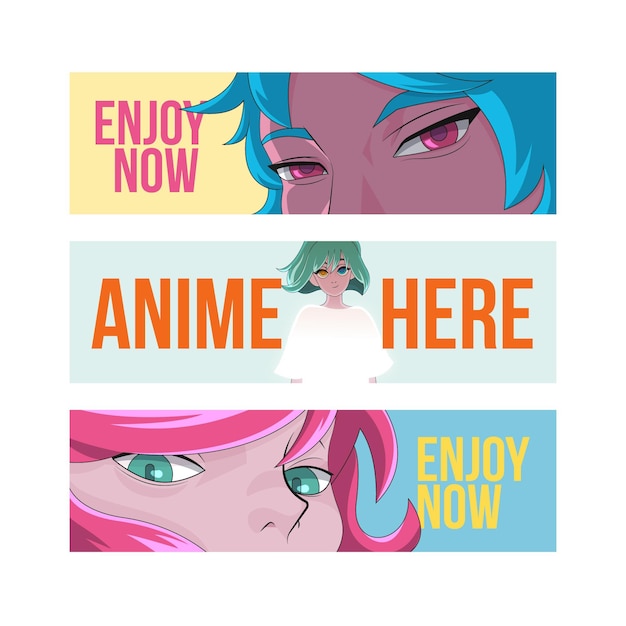 Vector detailed anime banners template