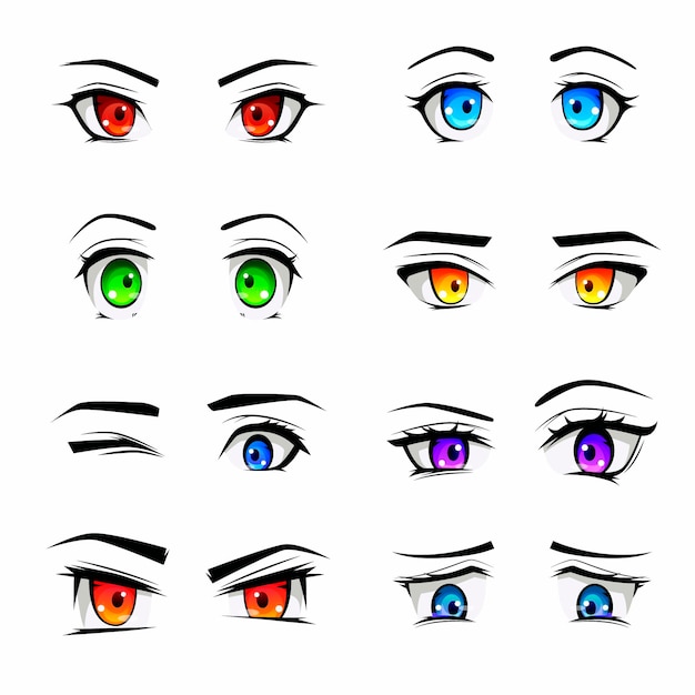 Colorful beautiful eyes in anime manga style Vector Image