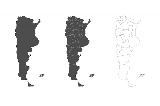 地域の境界線を持つ詳細なアルゼンチン地図。