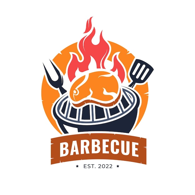 Vettore modello dettagliato del logo del barbecue