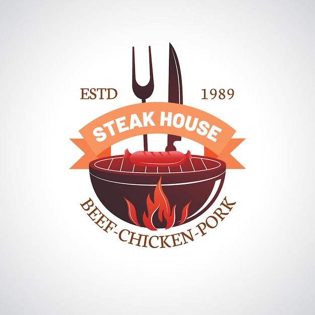 Detailed barbecue logo template