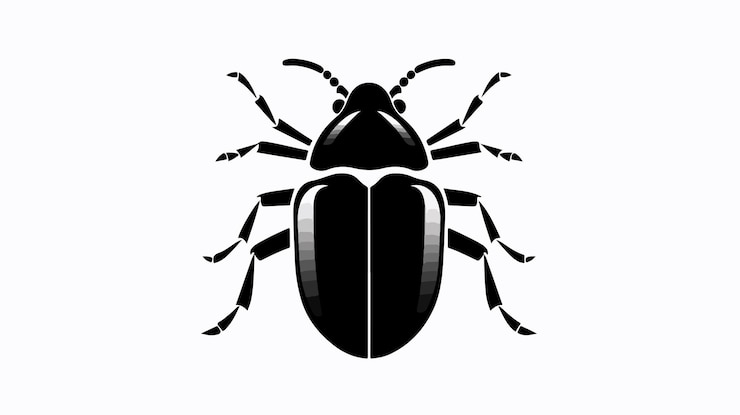 Vector detailed beetle silhouette vector in black and white