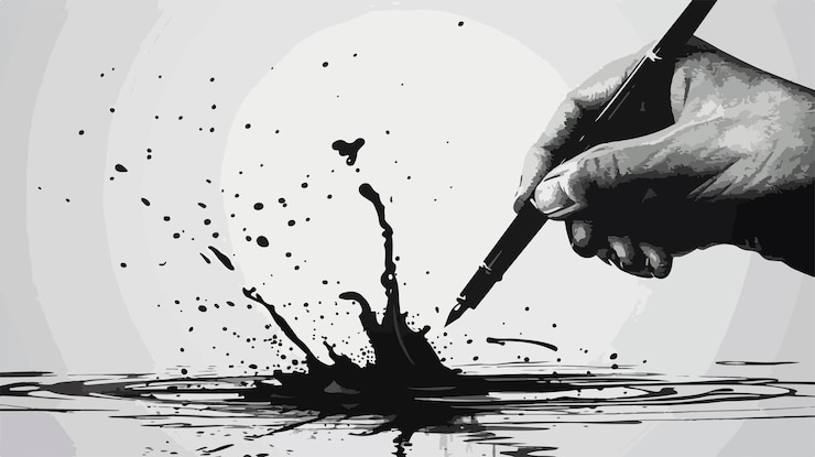 Vector detailed black and white handwriting with pen vector illustration