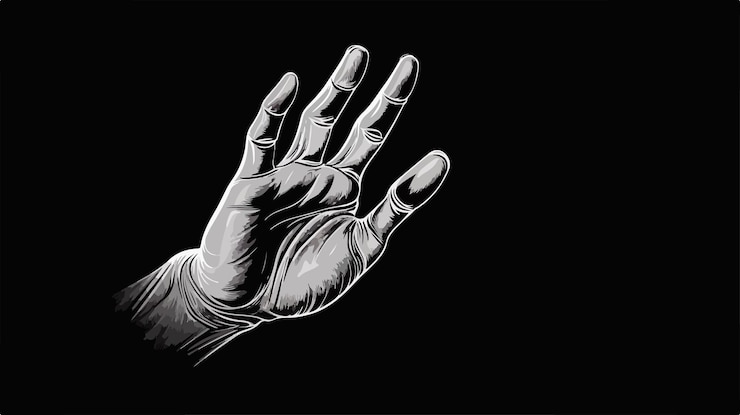 Vector detailed black and white vector of call me hand sign for professional communication