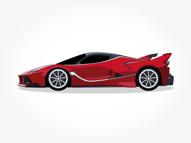 Vector 詳細なボディと車の漫画イラストの縁