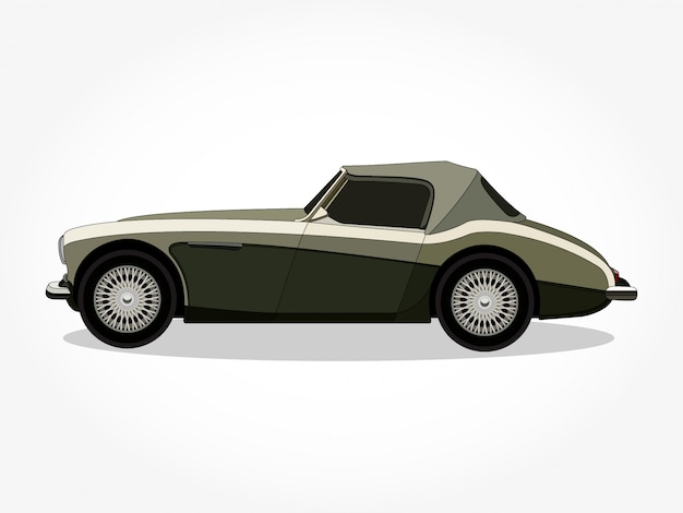 detailed body and rims of classic car cartoon illustration