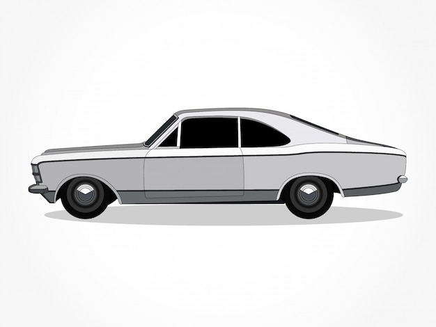 Detailed body and rims of a flat colored car cartoon