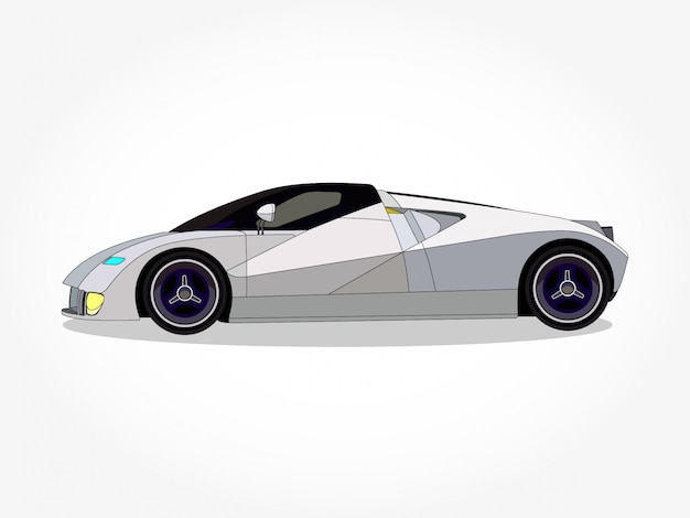 Vector detailed body and rims of white car