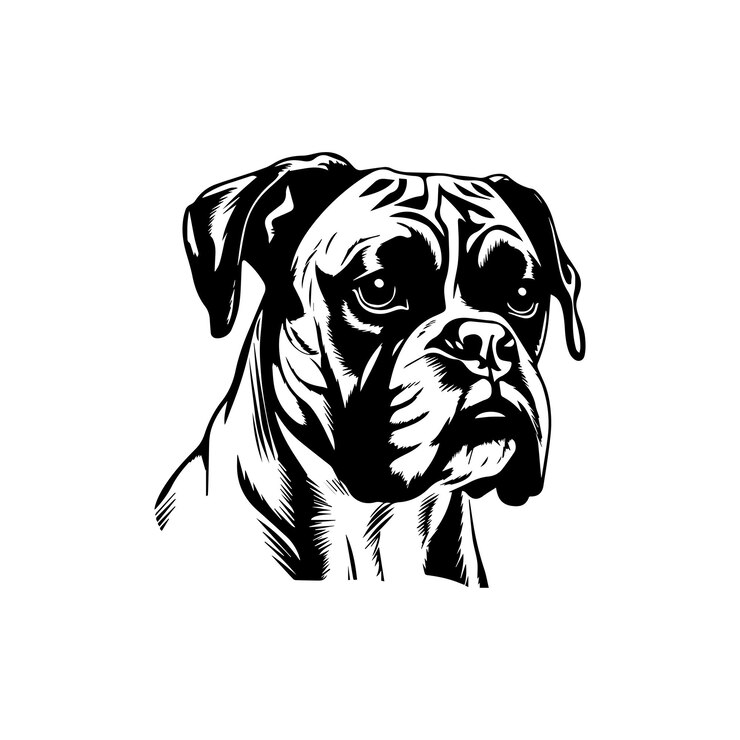 Vector 상세한 복서 개 머리 일러스트레이션 터 아이콘