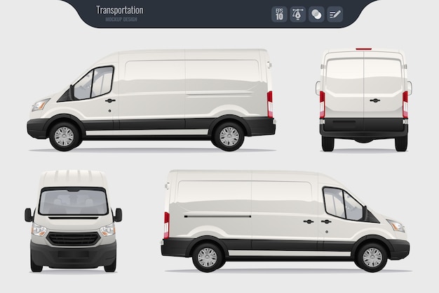 Vector detailed cargo van isolated