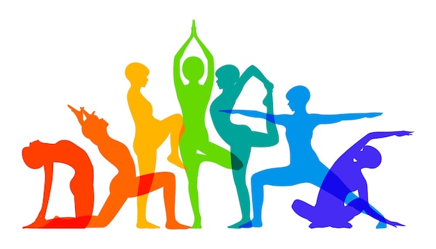 Vector detailed colorful silhouette yoga pose or asana posture